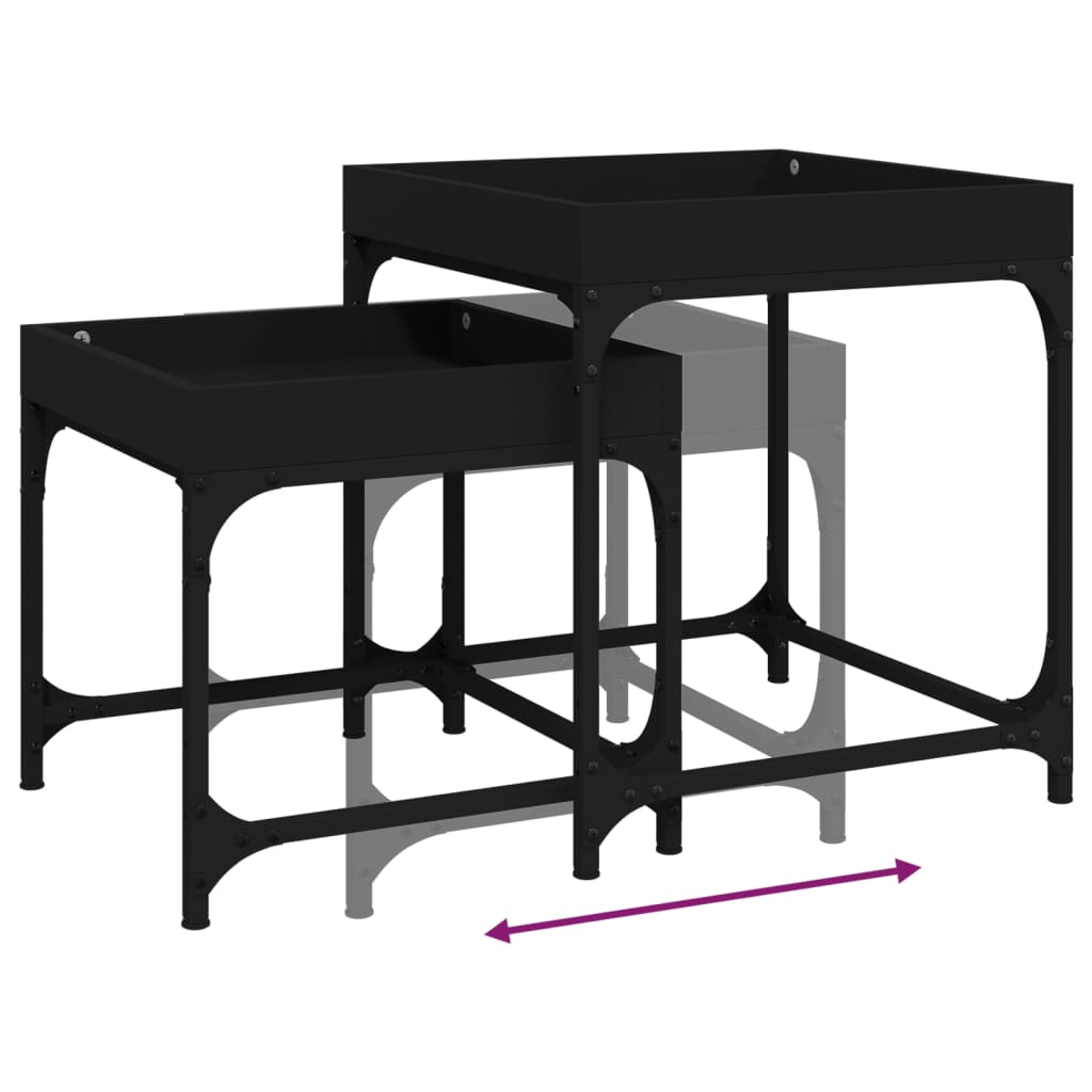 Sivupöydät 2 kpl musta tekninen puu - Sisustajankoti.fi