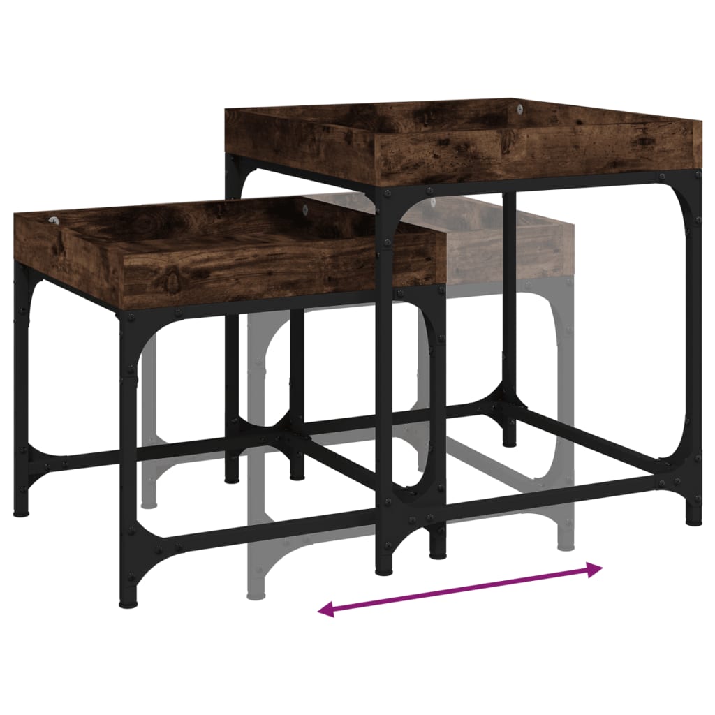 Sivupöydät 2 kpl savutammi tekninen puu - Sisustajankoti.fi