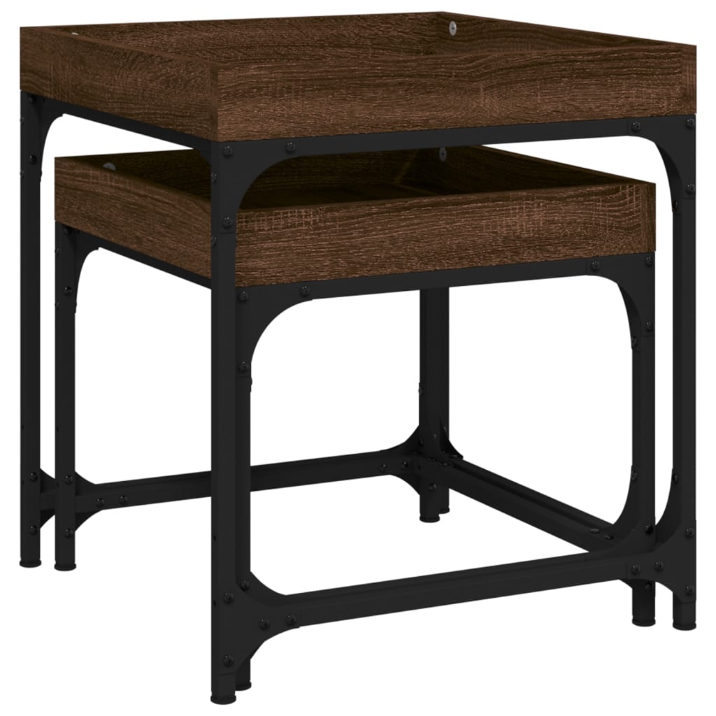 Sivupöydät 2 kpl ruskea tammi tekninen puu - Sisustajankoti.fi