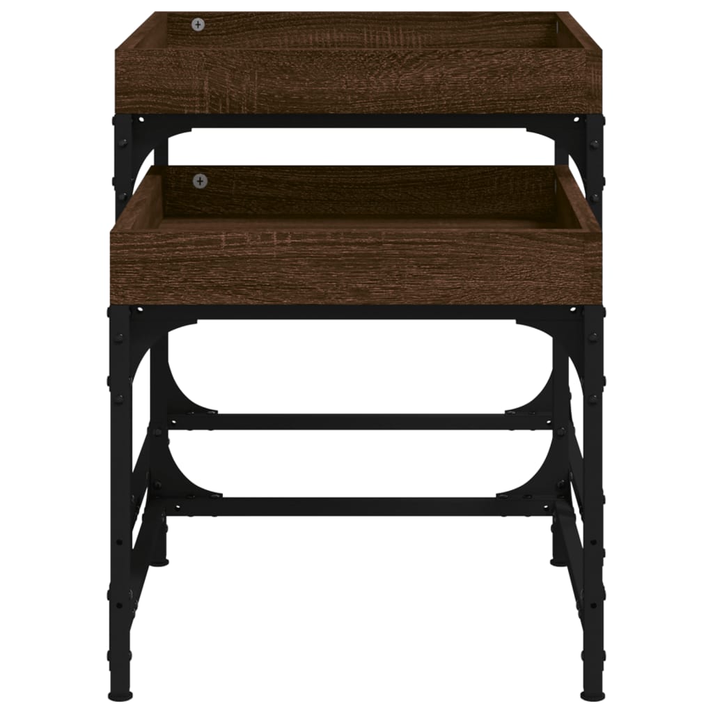 Sivupöydät 2 kpl ruskea tammi tekninen puu - Sisustajankoti.fi