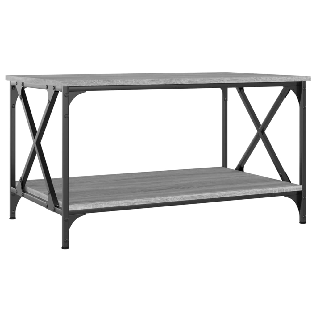 Sohvapöytä harmaa Sonoma 80x50x45 cm tekninen puu ja rauta - Sisustajankoti.fi