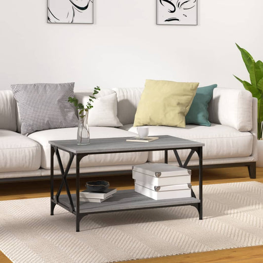 Sohvapöytä harmaa Sonoma 80x50x45 cm tekninen puu ja rauta - Sisustajankoti.fi