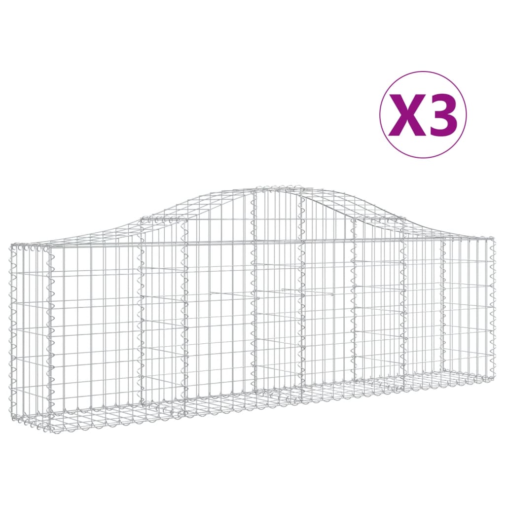 Kaarevat kivikorit 3 kpl 200x30x60/80 cm galvanoitu rauta - Sisustajankoti.fi