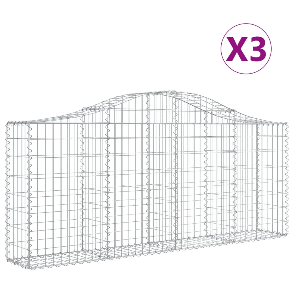 Kaarevat kivikorit 3 kpl 200x30x80/100 cm galvanoitu rauta - Sisustajankoti.fi