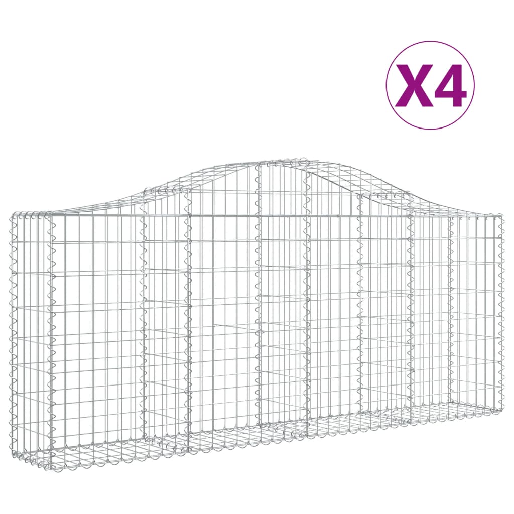 Kaarevat kivikorit 4 kpl 200x30x80/100 cm galvanoitu rauta - Sisustajankoti.fi