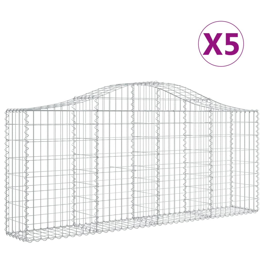Kaarevat kivikorit 5 kpl 200x30x80/100 cm galvanoitu rauta - Sisustajankoti.fi