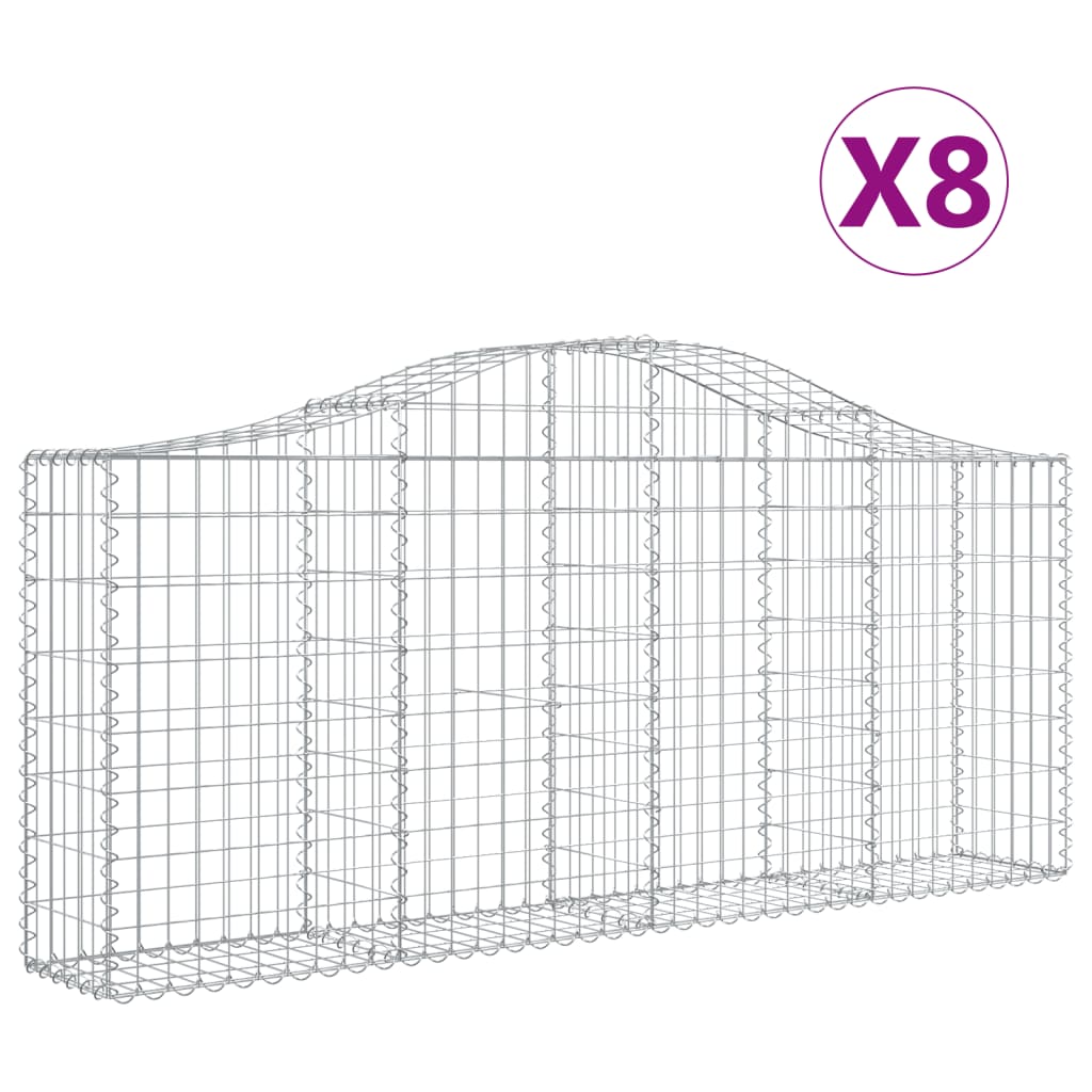 Kaarevat kivikorit 8 kpl 200x30x80/100 cm galvanoitu rauta - Sisustajankoti.fi
