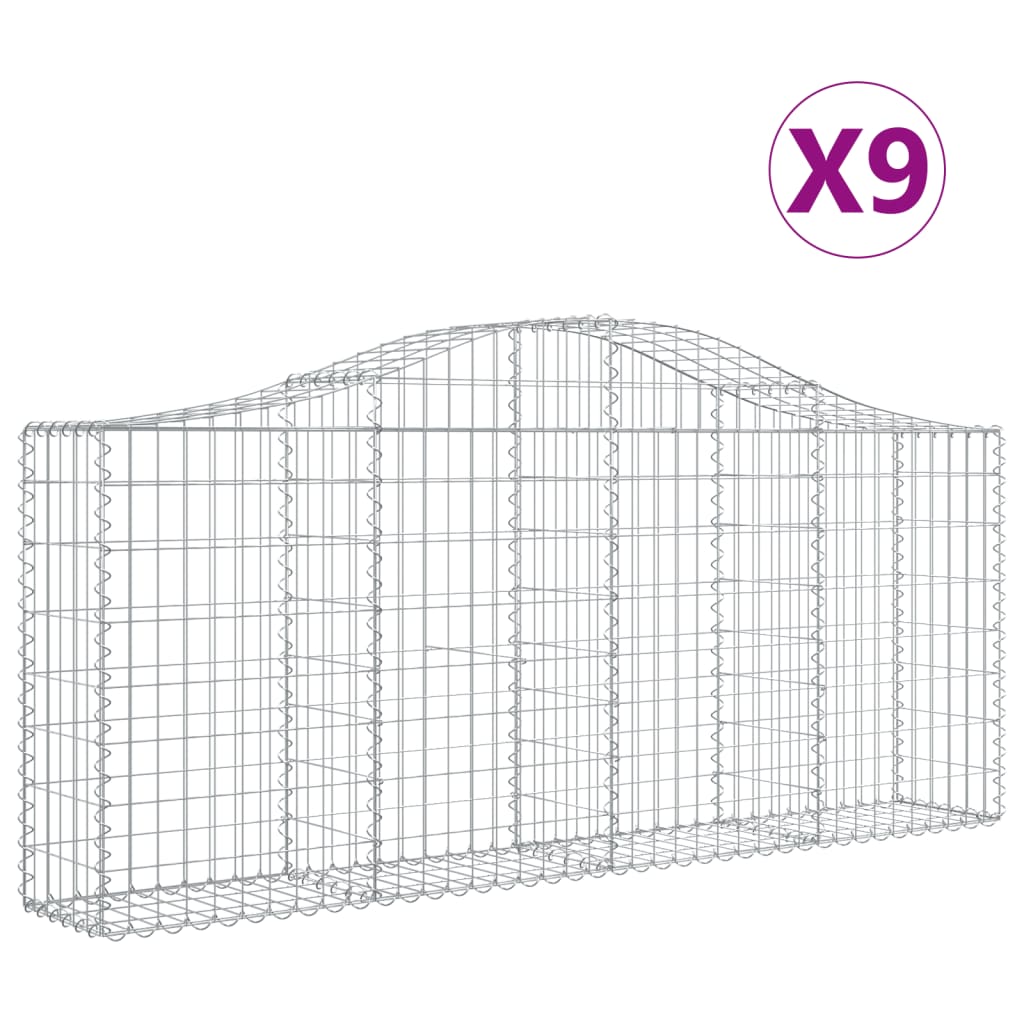 Kaarevat kivikorit 9 kpl 200x30x80/100 cm galvanoitu rauta - Sisustajankoti.fi