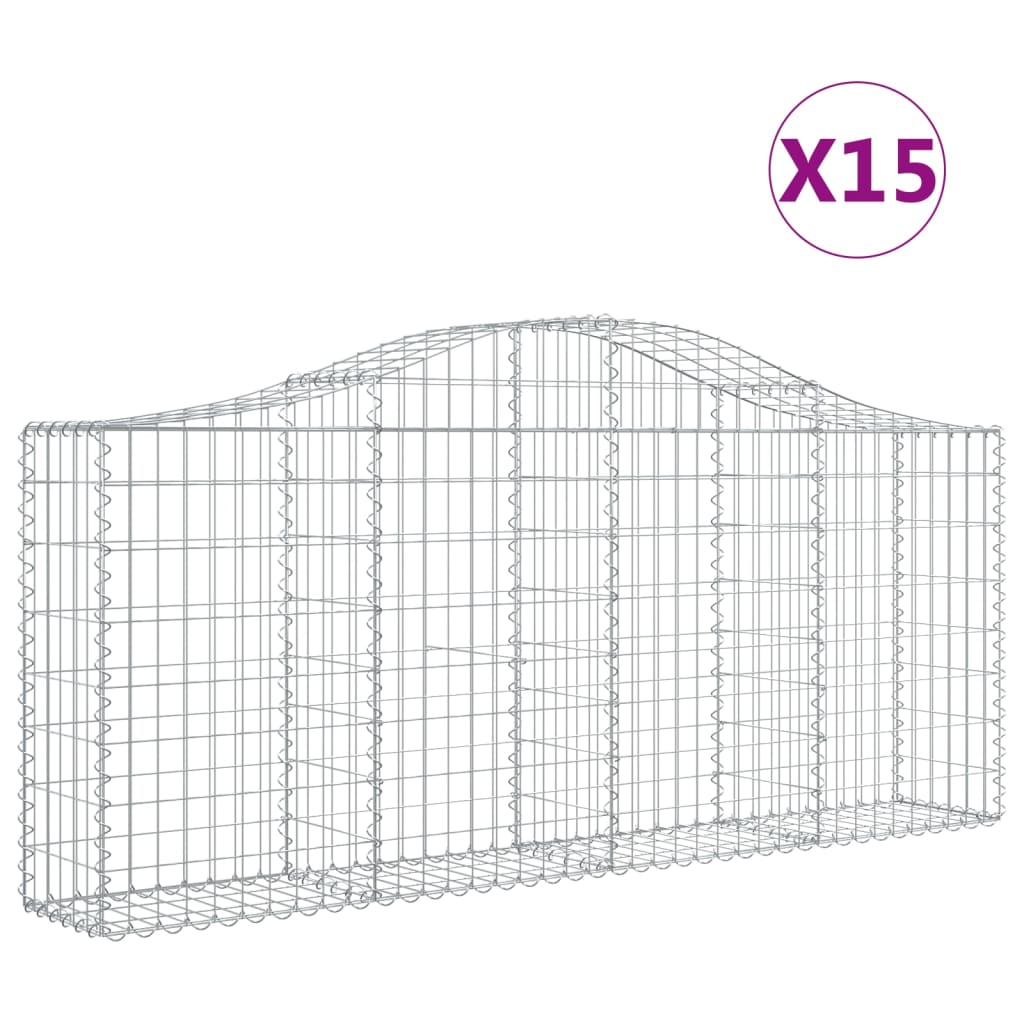 Kaarevat kivikorit 15 kpl 200x30x80/100 cm galvanoitu rauta - Sisustajankoti.fi