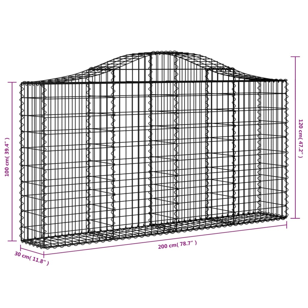 Kaarevat kivikorit 8 kpl 200x30x100/120 cm galvanoitu rauta - Sisustajankoti.fi