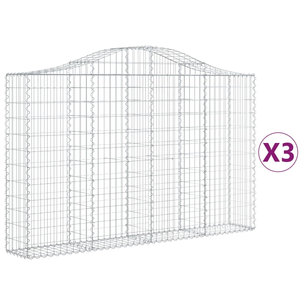 Kaarevat kivikorit 3 kpl 200x30x120/140 cm galvanoitu rauta - Sisustajankoti.fi