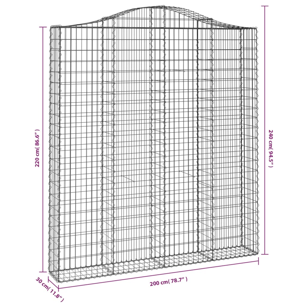 Kaarevat kivikorit 2 kpl 200x30x220/240 cm galvanoitu rauta - Sisustajankoti.fi
