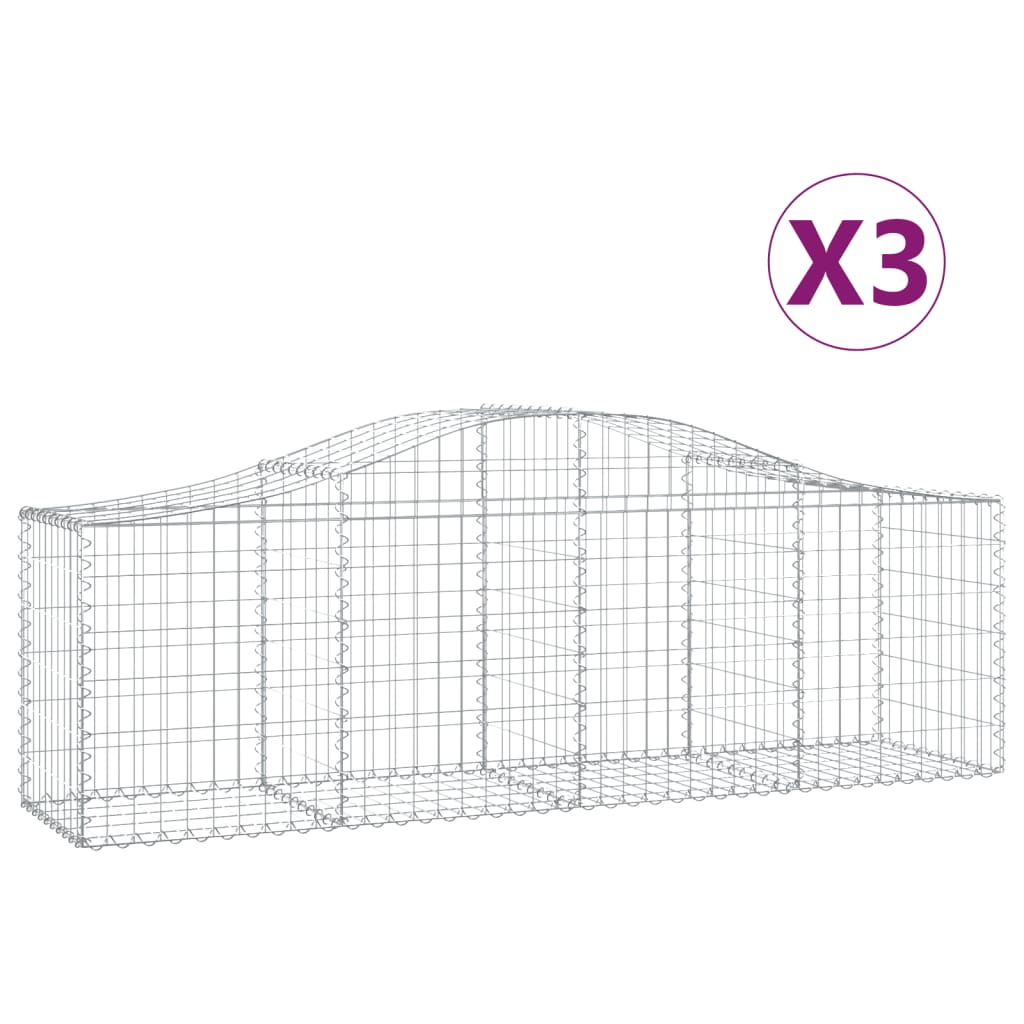 Kaarevat kivikorit 3 kpl 200x50x60/80 cm galvanoitu rauta - Sisustajankoti.fi