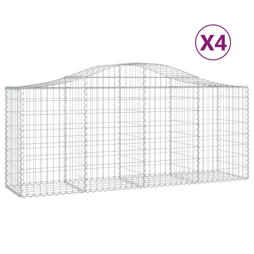 Kaarevat kivikorit 4 kpl 200x50x80/100 cm galvanoitu rauta - Sisustajankoti.fi