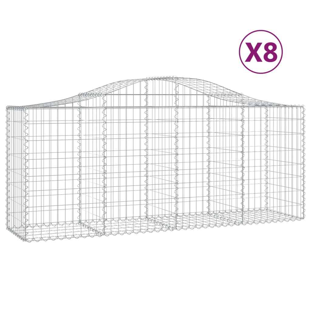 Kaarevat kivikorit 8 kpl 200x50x80/100 cm galvanoitu rauta - Sisustajankoti.fi