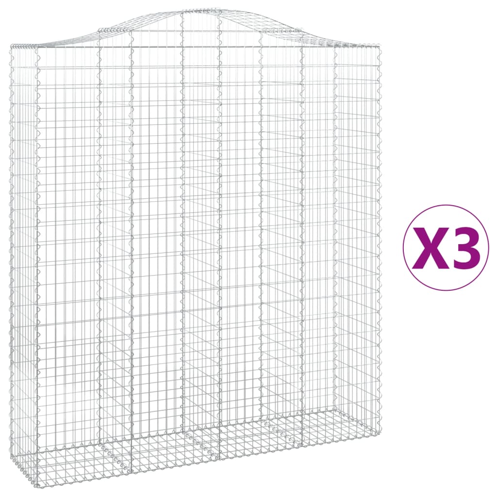 Kaarevat kivikorit 3 kpl 200x50x220/240 cm galvanoitu rauta - Sisustajankoti.fi