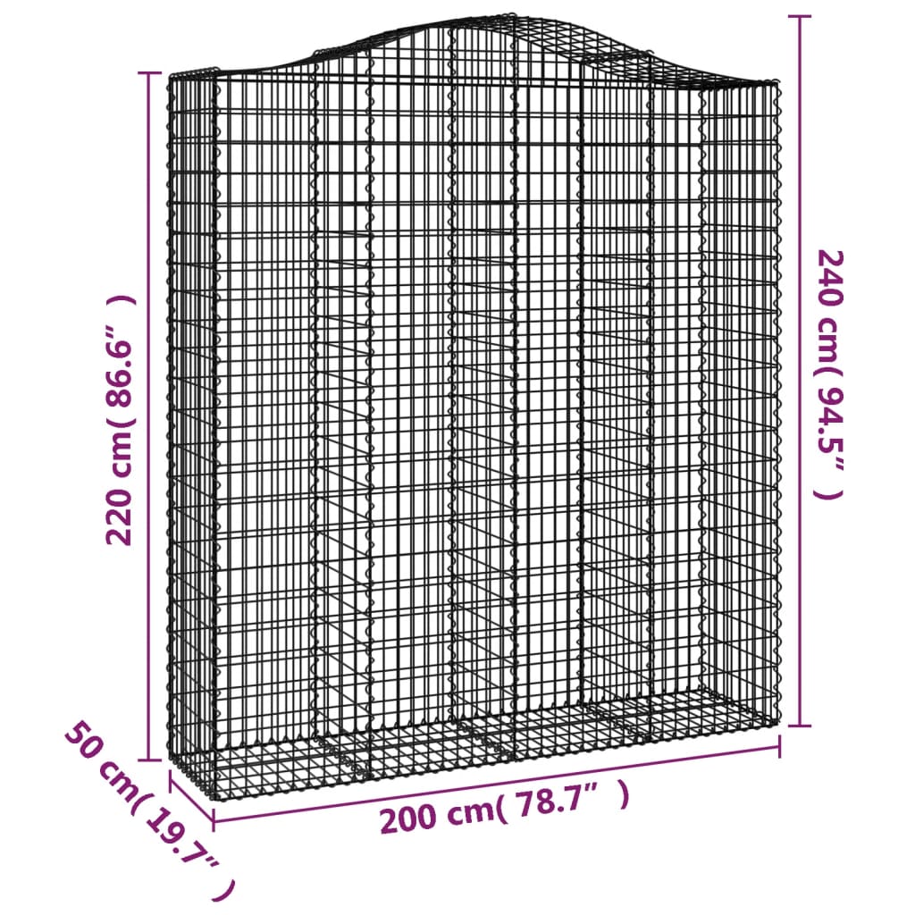 Kaarevat kivikorit 3 kpl 200x50x220/240 cm galvanoitu rauta - Sisustajankoti.fi