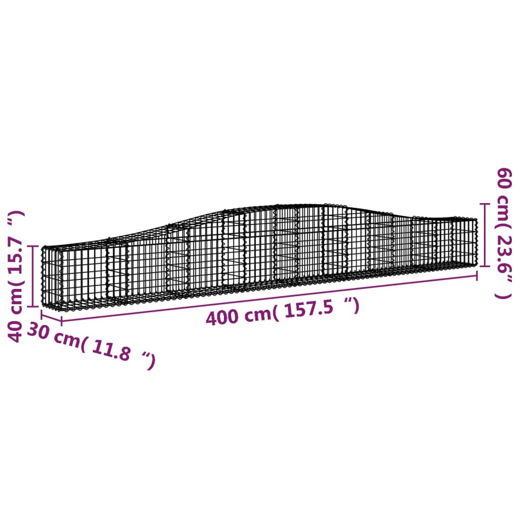 Kaarevat kivikorit 4 kpl 400x30x40/60 cm galvanoitu rauta - Sisustajankoti.fi