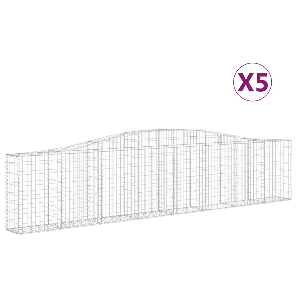 Kaarevat kivikorit 5 kpl 400x30x80/100 cm galvanoitu rauta - Sisustajankoti.fi
