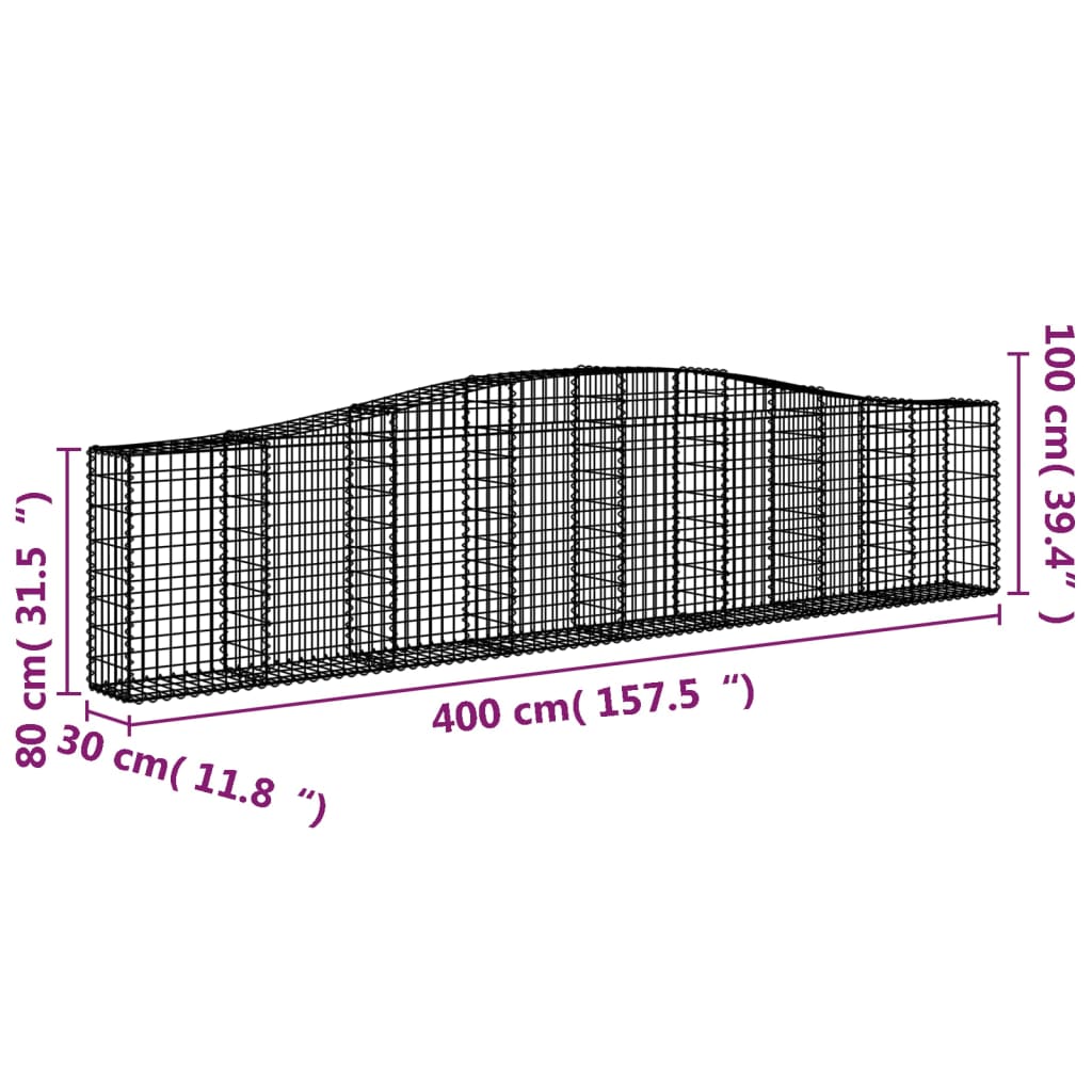 Kaarevat kivikorit 9 kpl 400x30x80/100 cm galvanoitu rauta - Sisustajankoti.fi