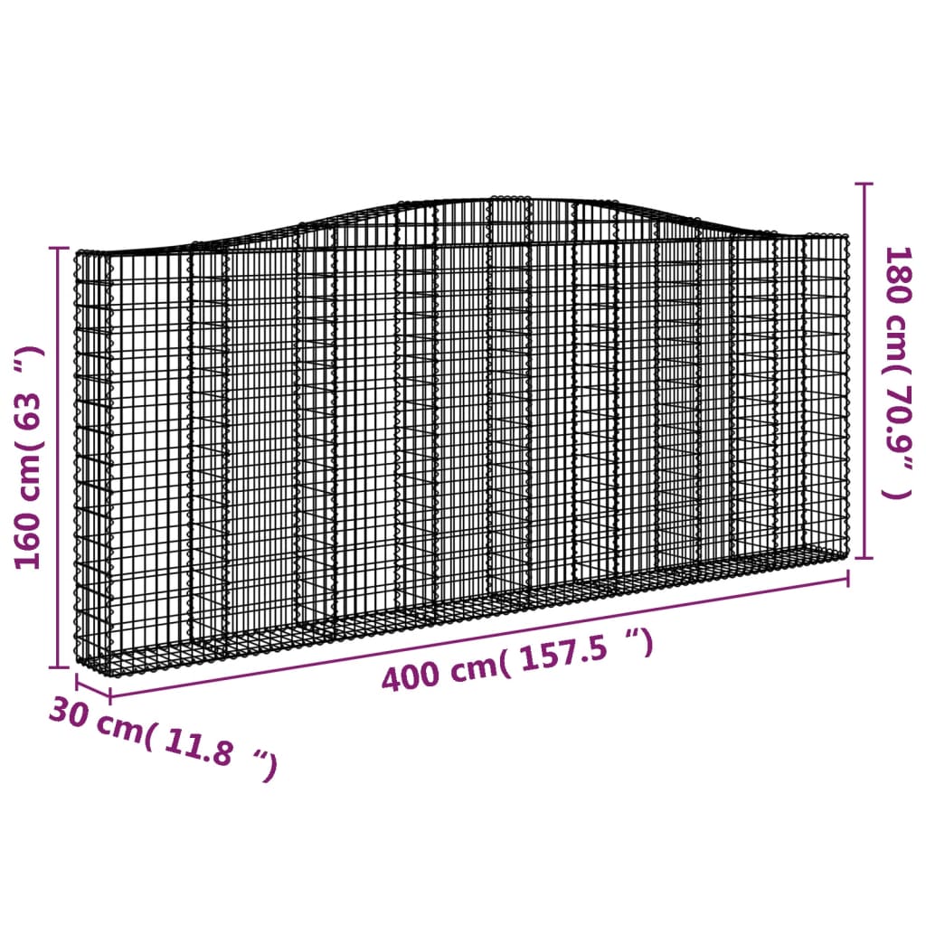 Kaarevat kivikorit 5 kpl 400x30x160/180 cm galvanoitu rauta - Sisustajankoti.fi
