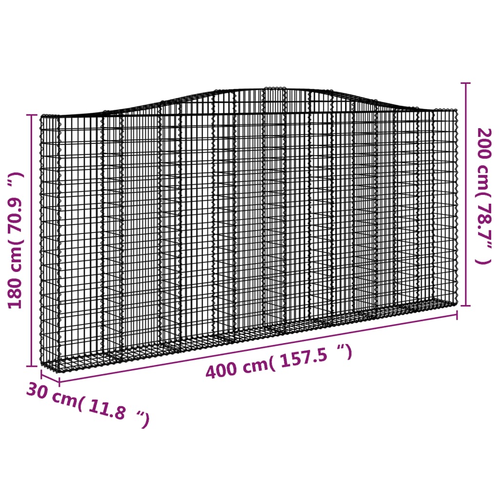 Kaarevat kivikorit 2 kpl 400x30x180/200 cm galvanoitu rauta - Sisustajankoti.fi