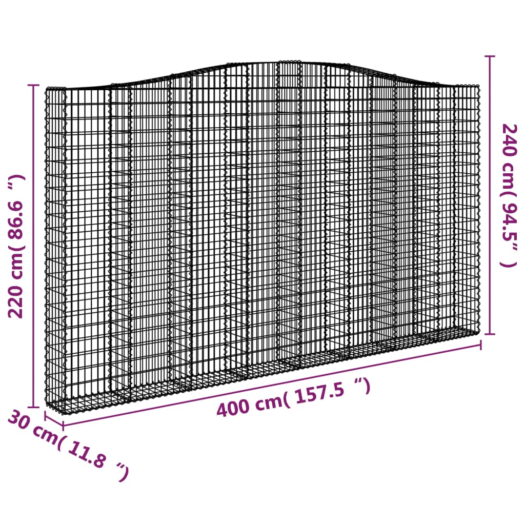 Kaarevat kivikorit 2 kpl 400x30x220/240 cm galvanoitu rauta - Sisustajankoti.fi