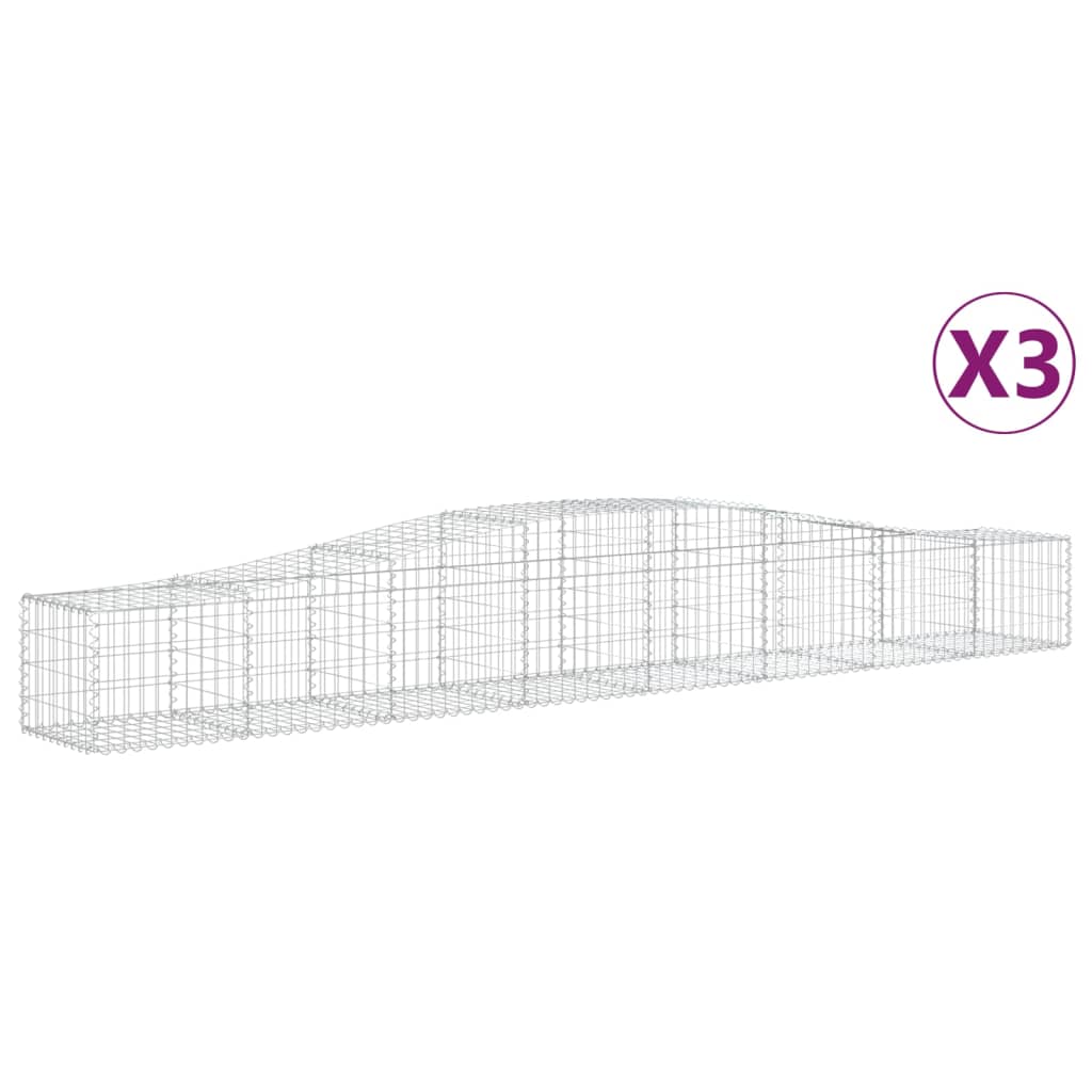 Kaarevat kivikorit 3 kpl 400x50x40/60 cm galvanoitu rauta - Sisustajankoti.fi