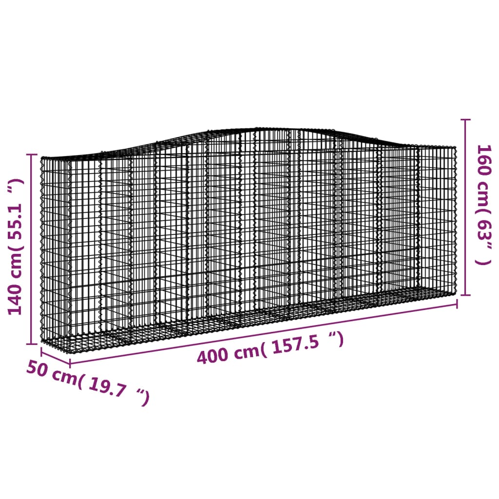 Kaarevat kivikorit 8 kpl 400x50x140/160 cm galvanoitu rauta - Sisustajankoti.fi