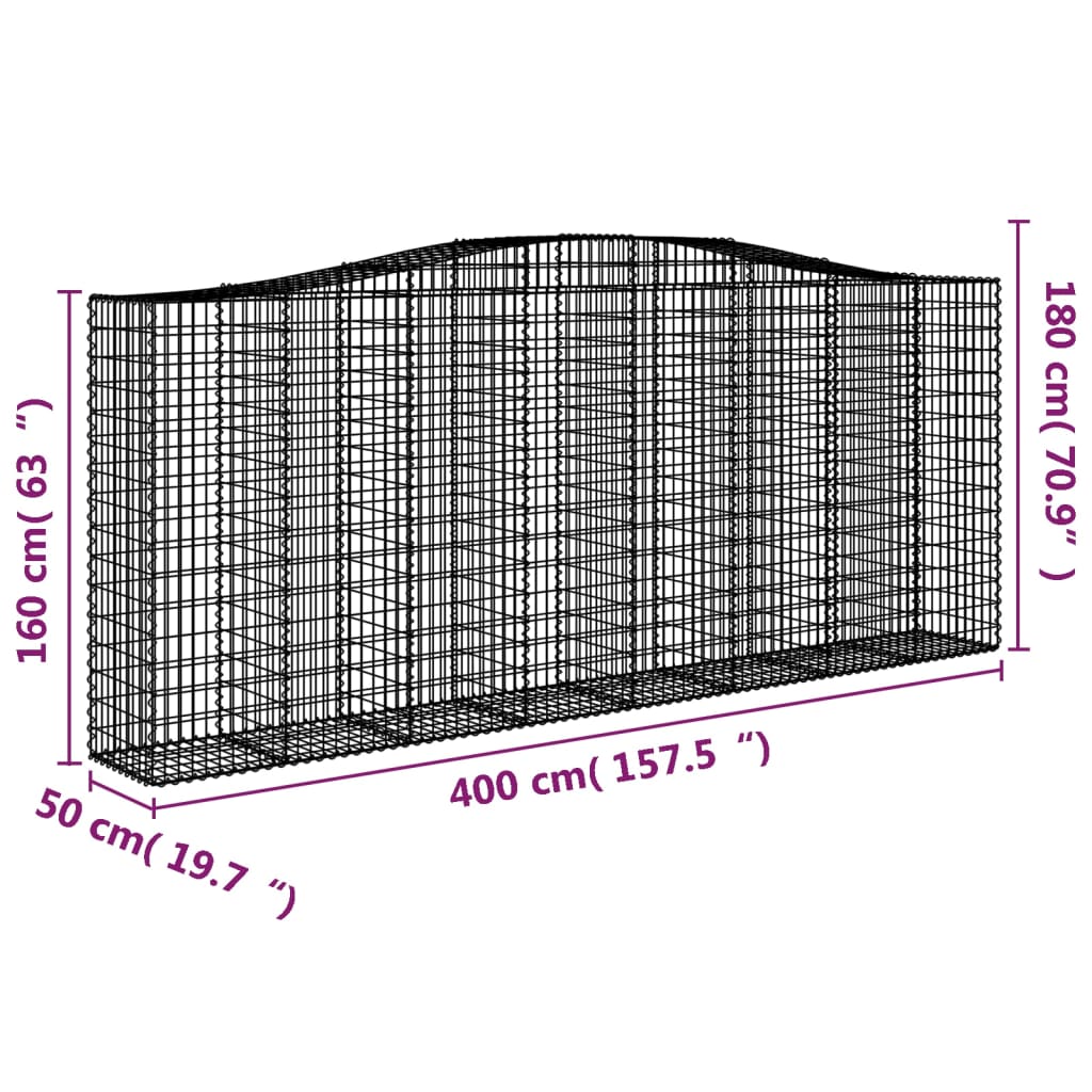 Kaarevat kivikorit 4 kpl 400x50x160/180 cm galvanoitu rauta - Sisustajankoti.fi