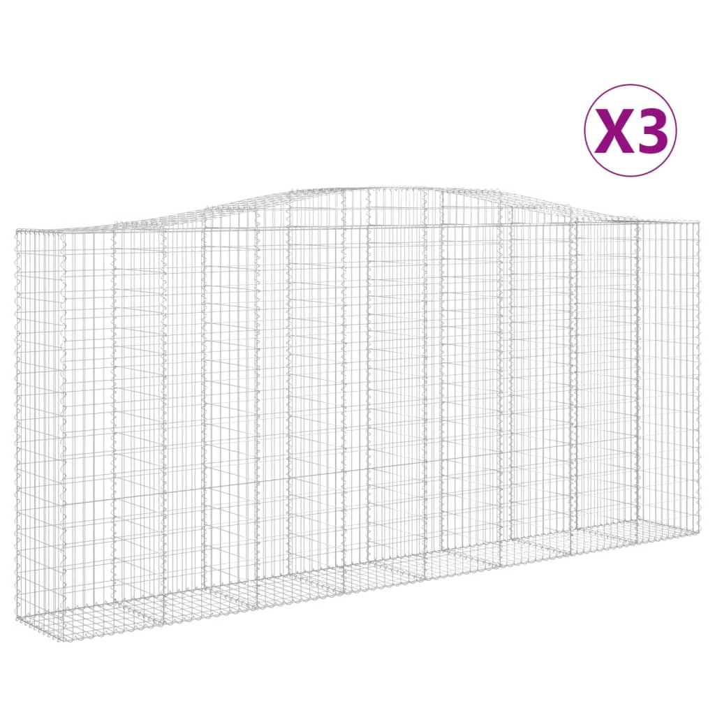 Kaarevat kivikorit 3 kpl 400x50x180/200 cm galvanoitu rauta - Sisustajankoti.fi