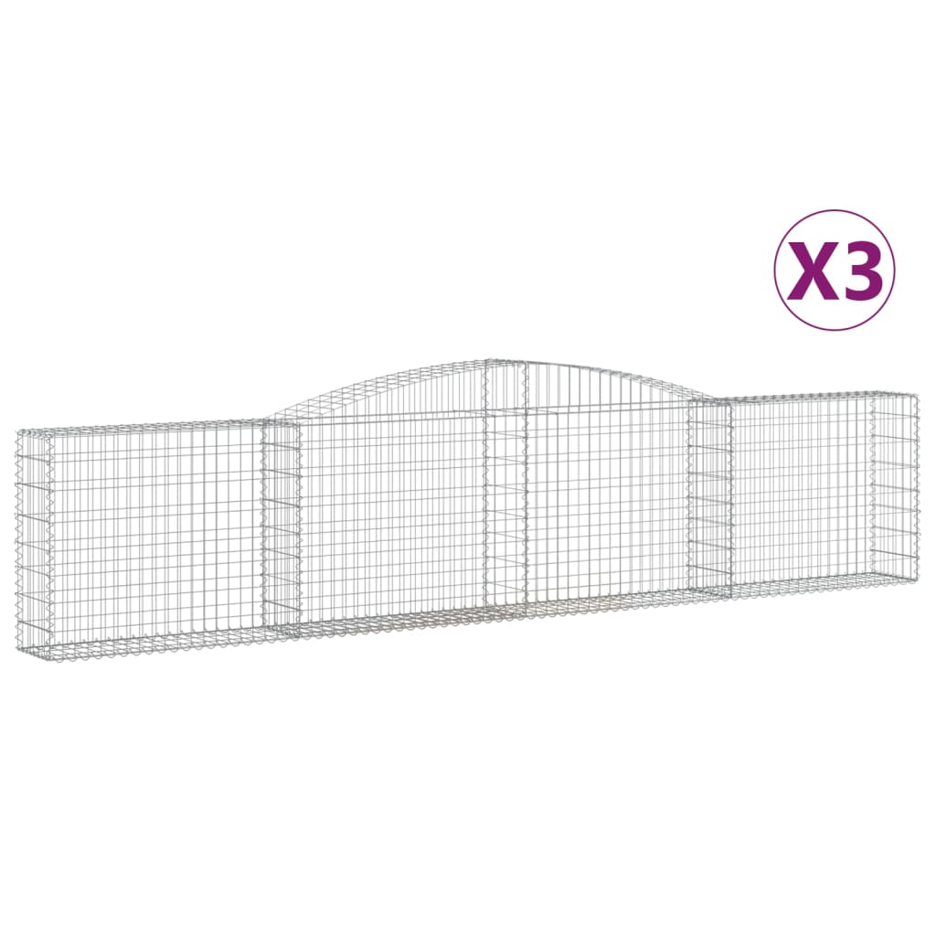 Kaarevat kivikorit 3 kpl 400x30x80/100 cm galvanoitu rauta - Sisustajankoti.fi