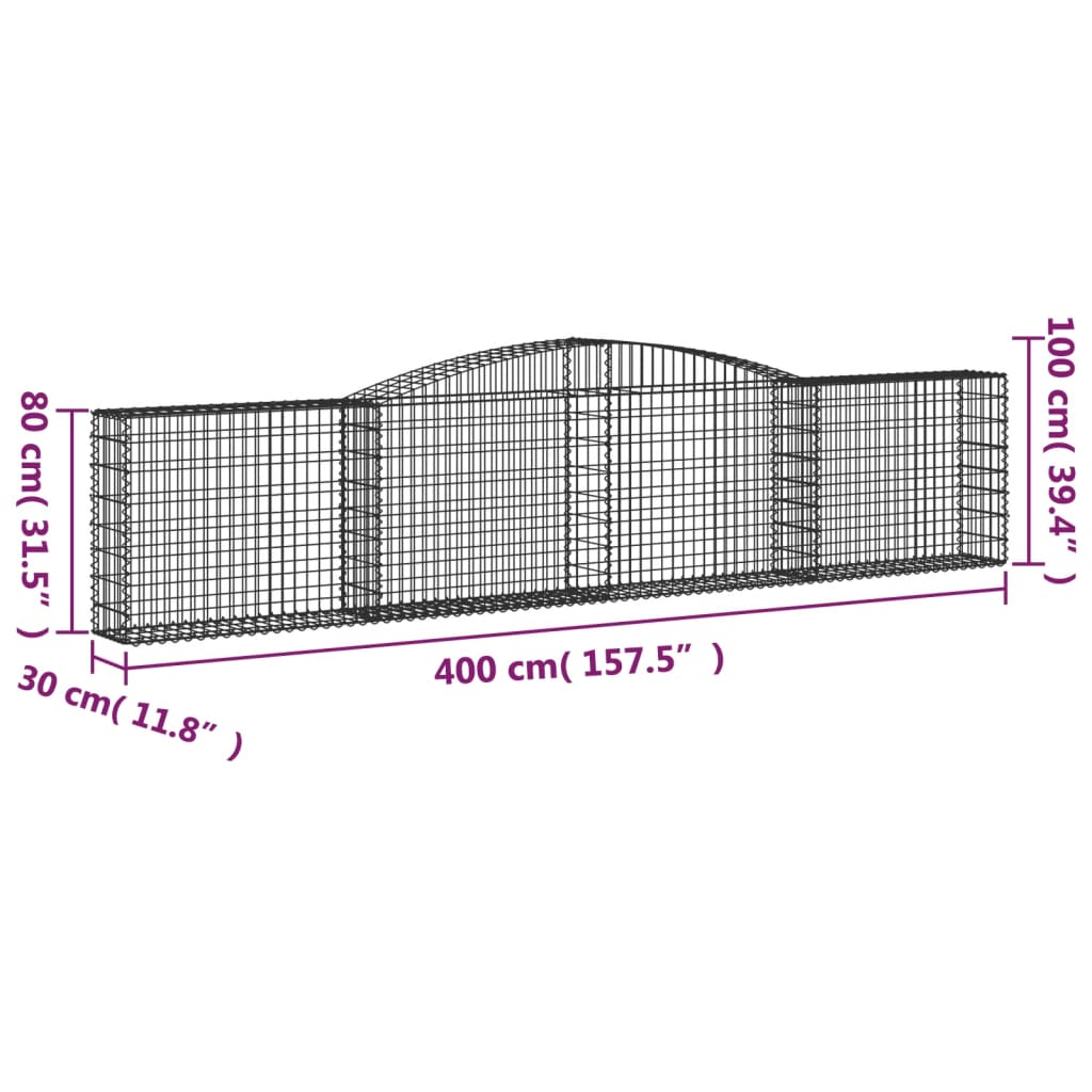 Kaarevat kivikorit 7 kpl 400x30x80/100 cm galvanoitu rauta - Sisustajankoti.fi
