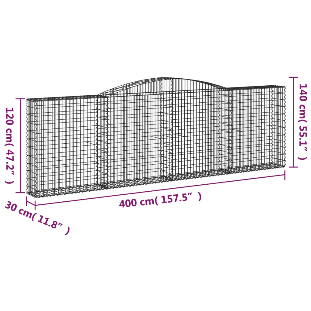 Kaarevat kivikorit 10 kpl 400x30x120/140 cm galvanoitu rauta - Sisustajankoti.fi