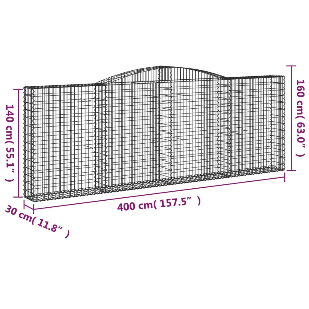 Kaarevat kivikorit 8 kpl 400x30x140/160 cm galvanoitu rauta - Sisustajankoti.fi