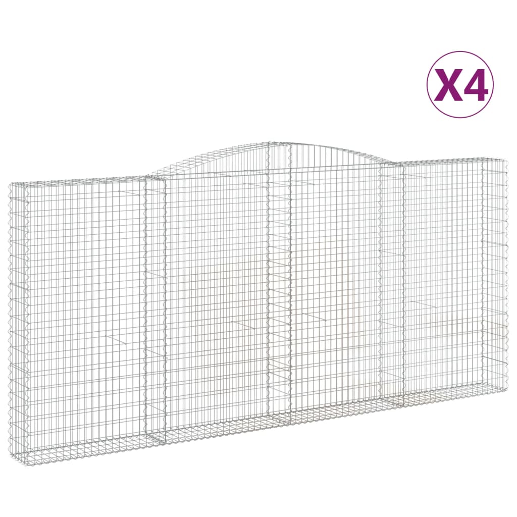 Kaarevat kivikorit 4 kpl 400x30x180/200 cm galvanoitu rauta - Sisustajankoti.fi