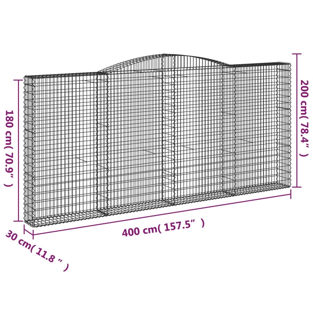Kaarevat kivikorit 4 kpl 400x30x180/200 cm galvanoitu rauta - Sisustajankoti.fi