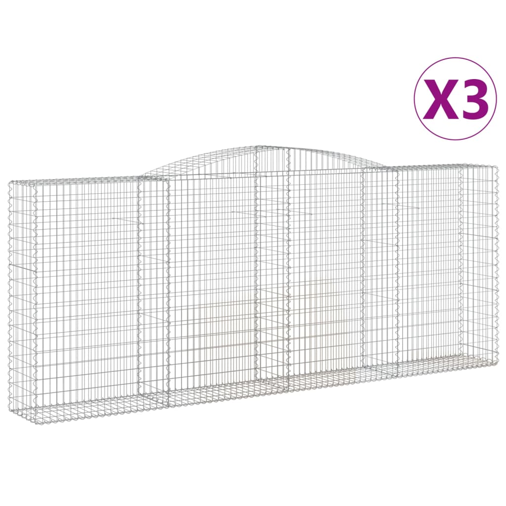 Kaarevat kivikorit 3 kpl 400x50x160/180 cm galvanoitu rauta - Sisustajankoti.fi