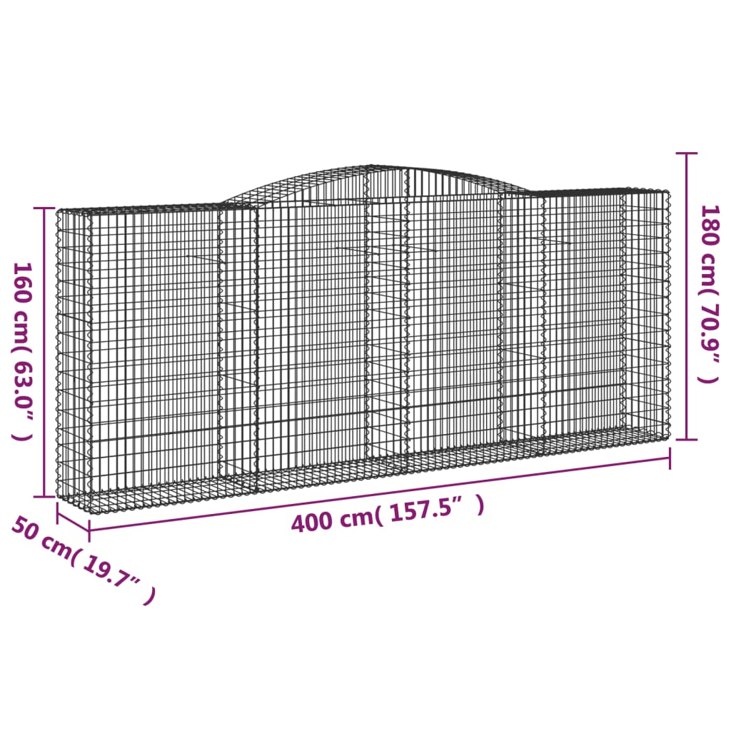 Kaarevat kivikorit 3 kpl 400x50x160/180 cm galvanoitu rauta - Sisustajankoti.fi