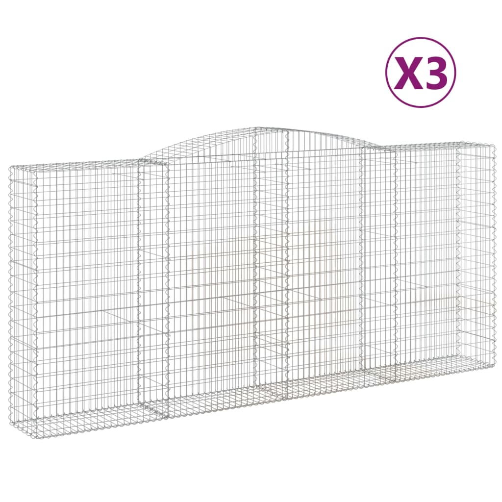 Kaarevat kivikorit 3 kpl 400x50x180/200 cm galvanoitu rauta - Sisustajankoti.fi