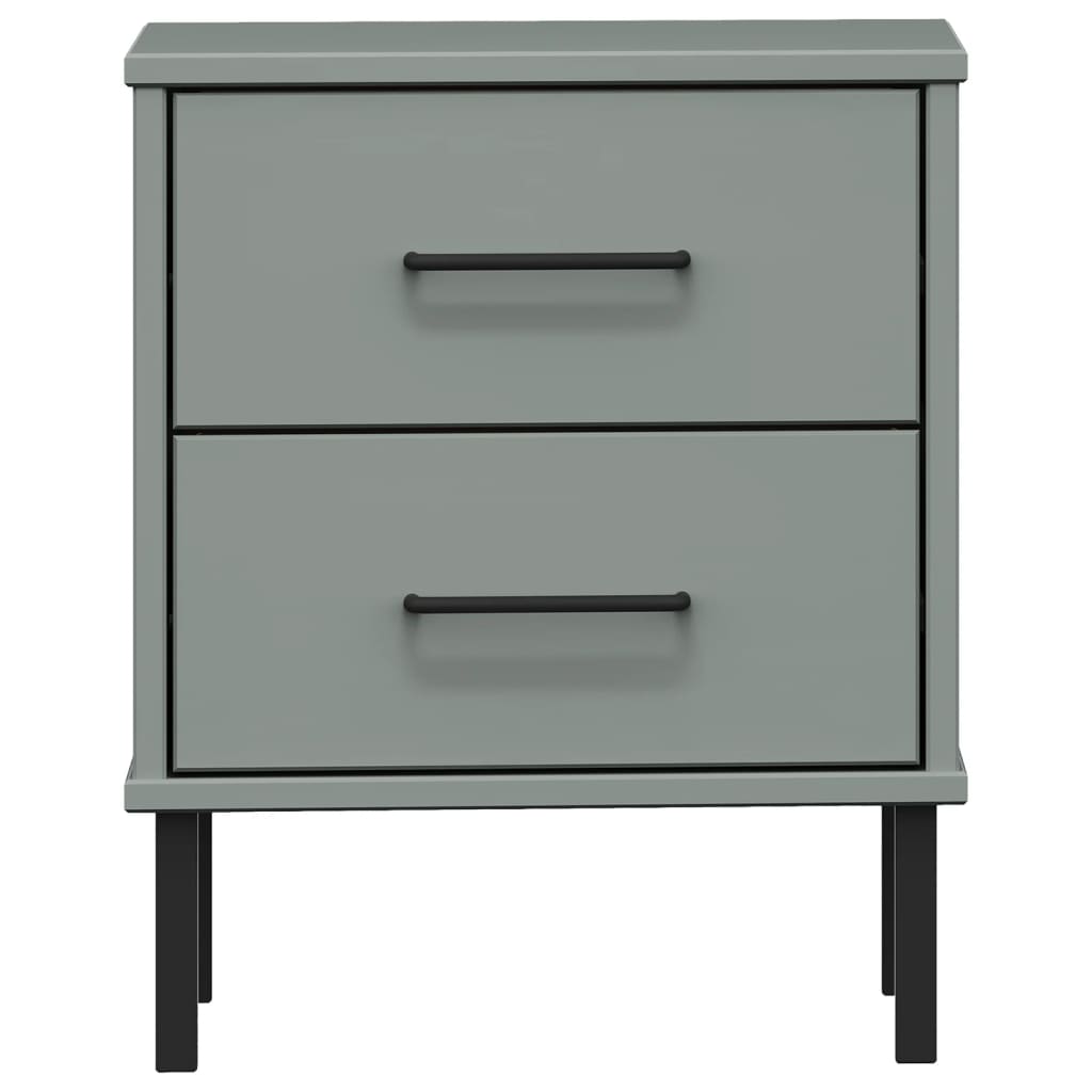 Yöpöytä metallijaloilla harmaa täysi mänty OSLO - Sisustajankoti.fi