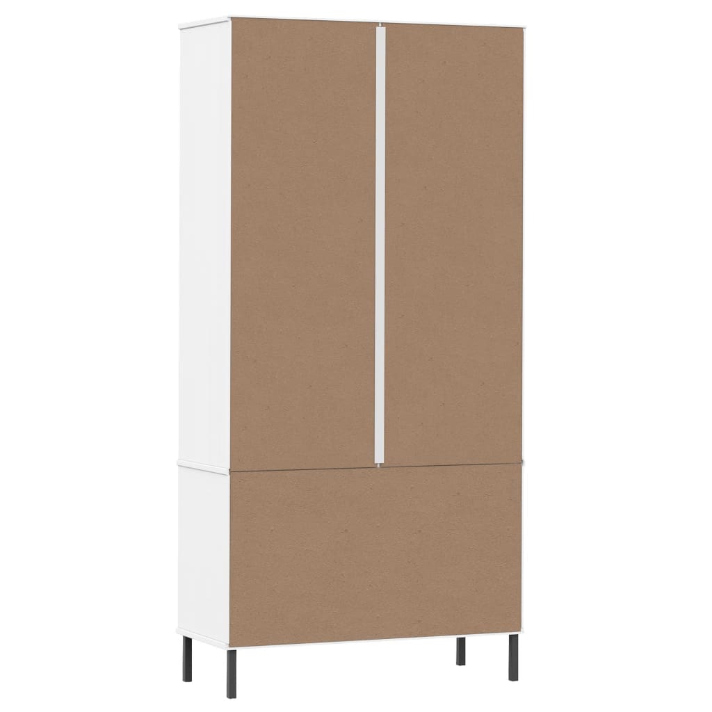 Kirjakaappi metallijaloilla valk. 85x35x172,5 cm täyspuu OSLO - Sisustajankoti.fi