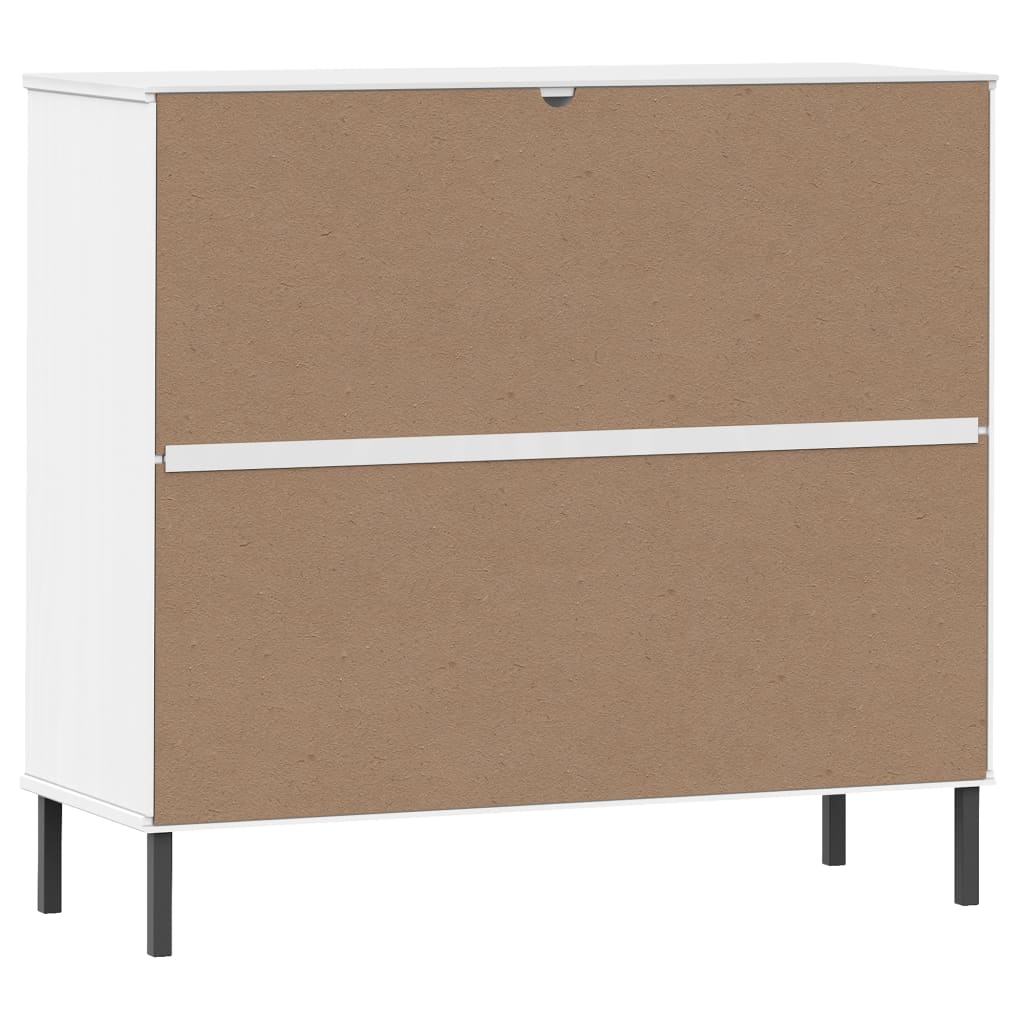 Kenkäteline metallijaloilla valkoinen 95x35x87 cm täyspuu OSLO - Sisustajankoti.fi