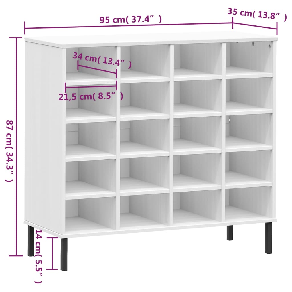 Kenkäteline metallijaloilla valkoinen 95x35x87 cm täyspuu OSLO - Sisustajankoti.fi