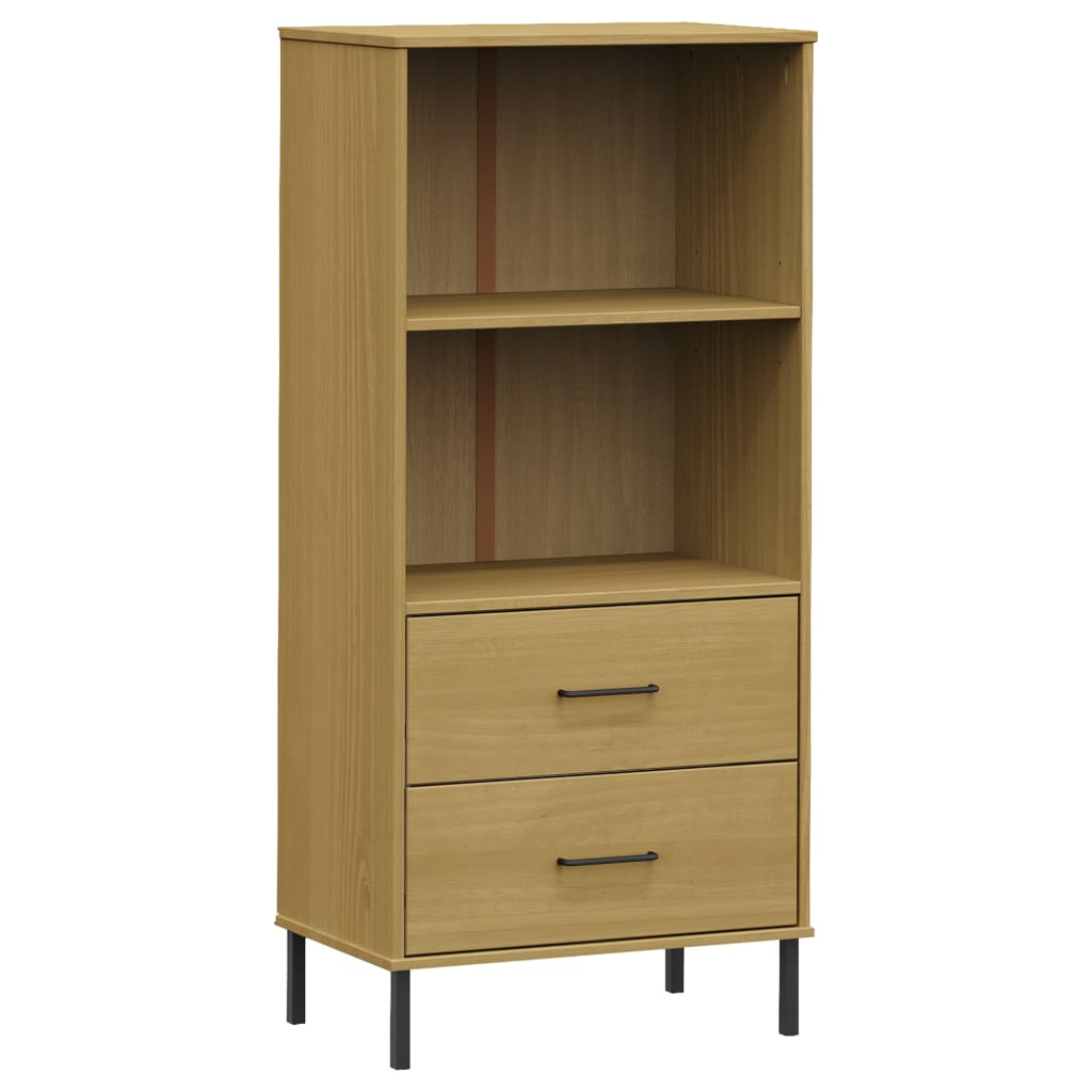 Kirjahylly 2 laatikolla ruskea 60x35x128,5 cm täyspuu OSLO - Sisustajankoti.fi