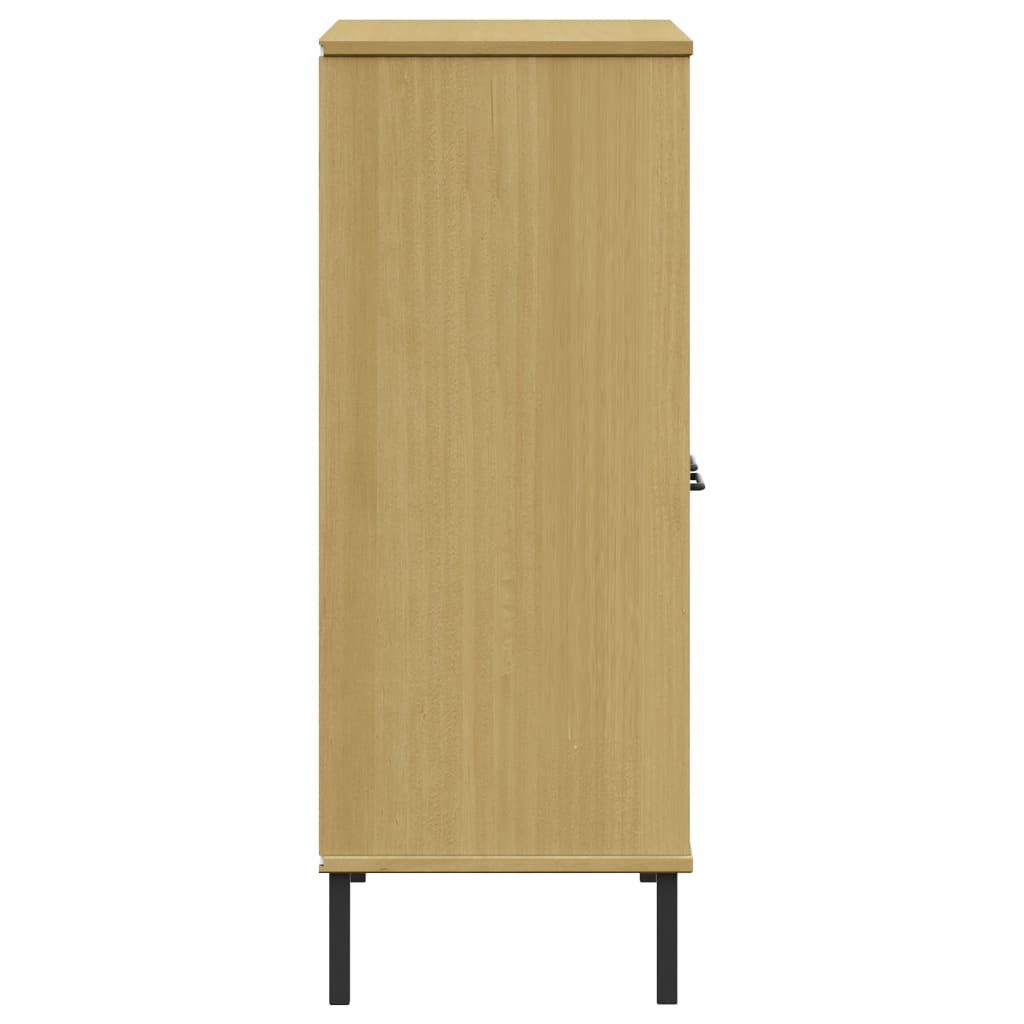 Kirjakaappi metallijaloilla ruskea 90x35x90,5 cm täyspuu OSLO - Sisustajankoti.fi