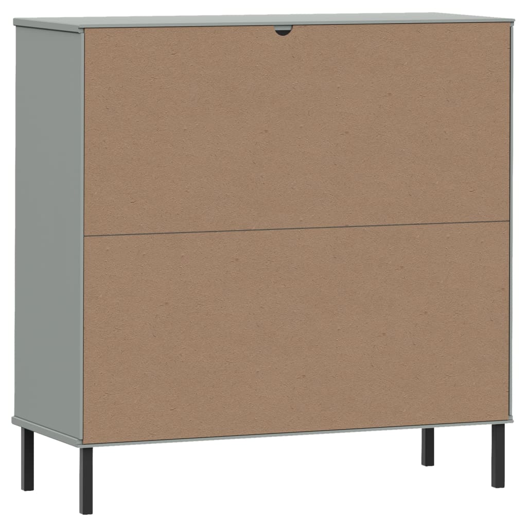 Kirjakaappi metallijaloilla harmaa 90x35x90,5 cm täyspuu OSLO - Sisustajankoti.fi