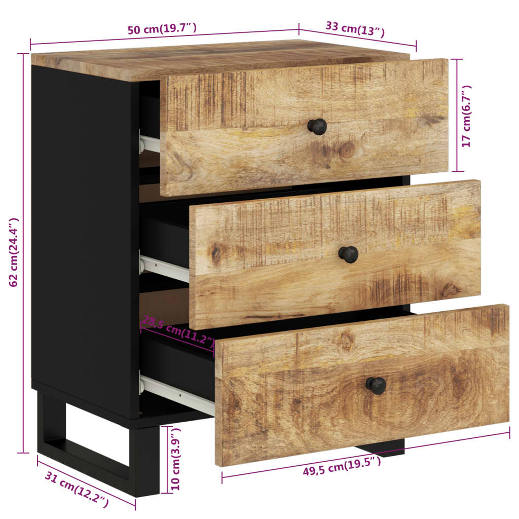 Yöpöytä 50x33x62 cm täysi mangopuu ja tekninen puu - Sisustajankoti.fi