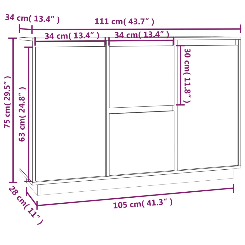 Senkki 111x34x75 cm täysi mänty - Sisustajankoti.fi