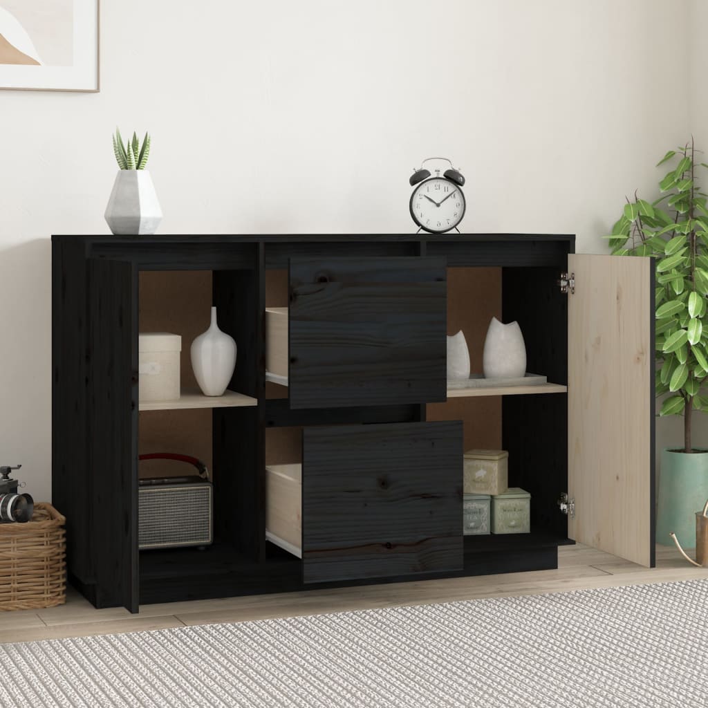 Senkki musta 111x34x75 cm täysi mänty - Sisustajankoti.fi
